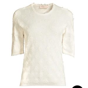 Rebecca Taylor Ivory Merino Wool Blend Knit Sweater Top